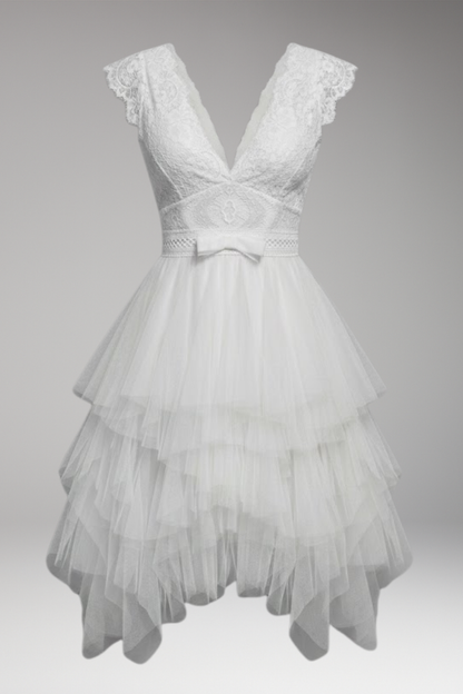 Women's V-Neck Mesh Dress Flowy Skirt - 
Fashinoza