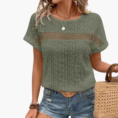 Women's Batwing T-Shirt Lace Trim