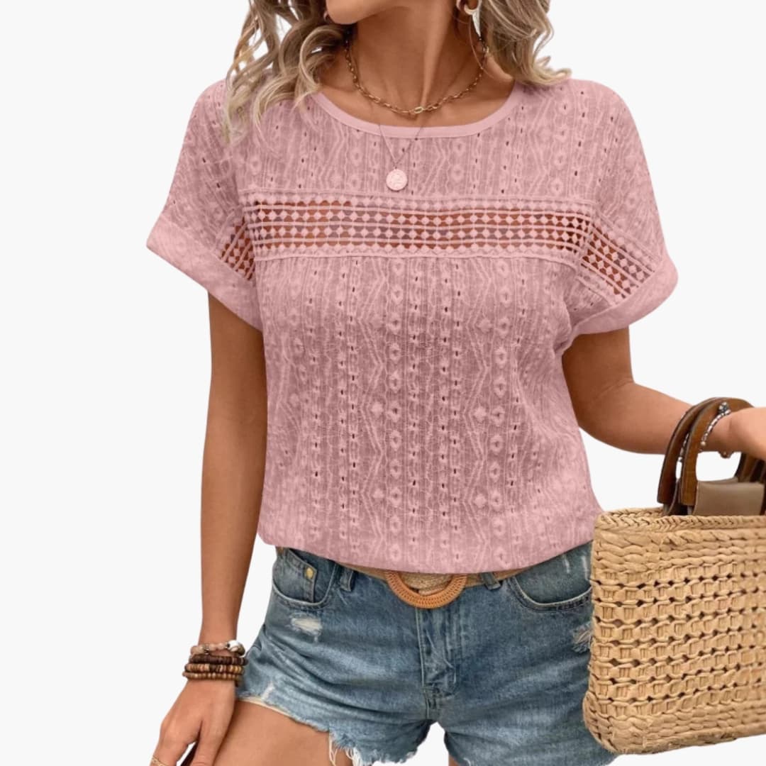 Women's Batwing T-Shirt Lace Trim