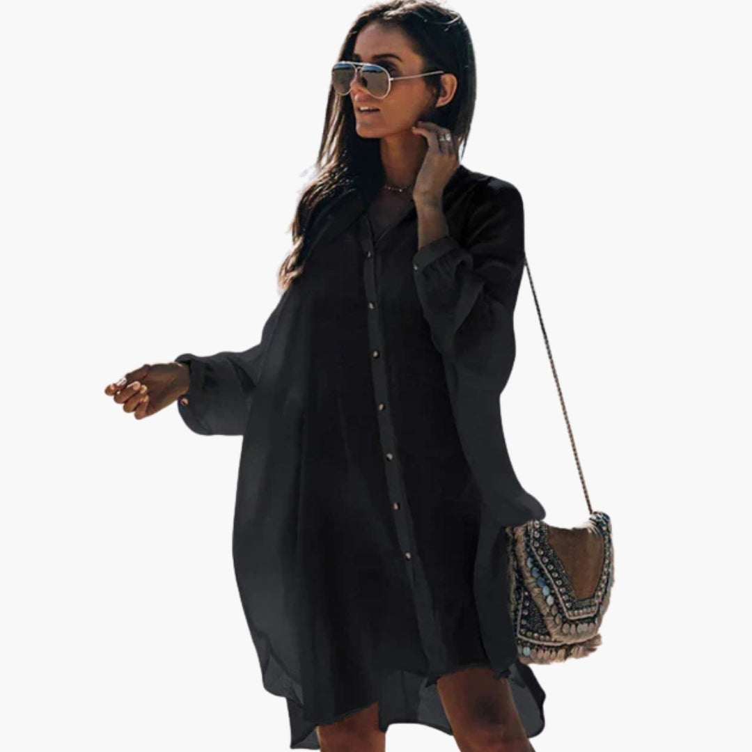 Women's V Neck Short Sleeve Beach Cover Up - Fashinoza
