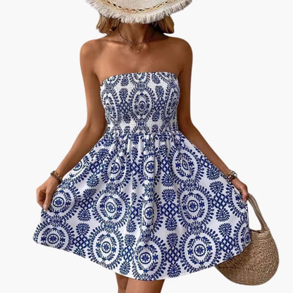 Women's Beach Dress Elastic Flared White