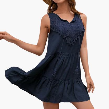 Women's Sleeveless Beach Dress Round Neck