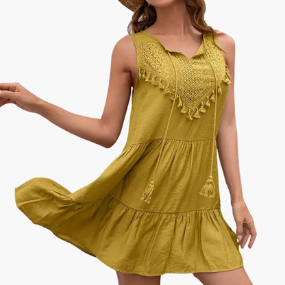Women's Sleeveless Beach Dress Round Neck
