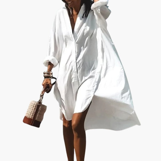 Women's V Neck Long Sleeve Beach Dress - Fashinoza