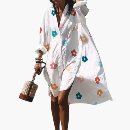 Women's V Neck Long Sleeve Beach Dress