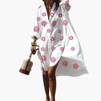 Women's V Neck Long Sleeve Beach Dress