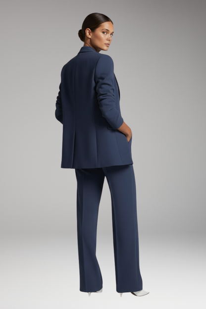 Women's Lapel Blazer Suit Straight-Leg Trousers