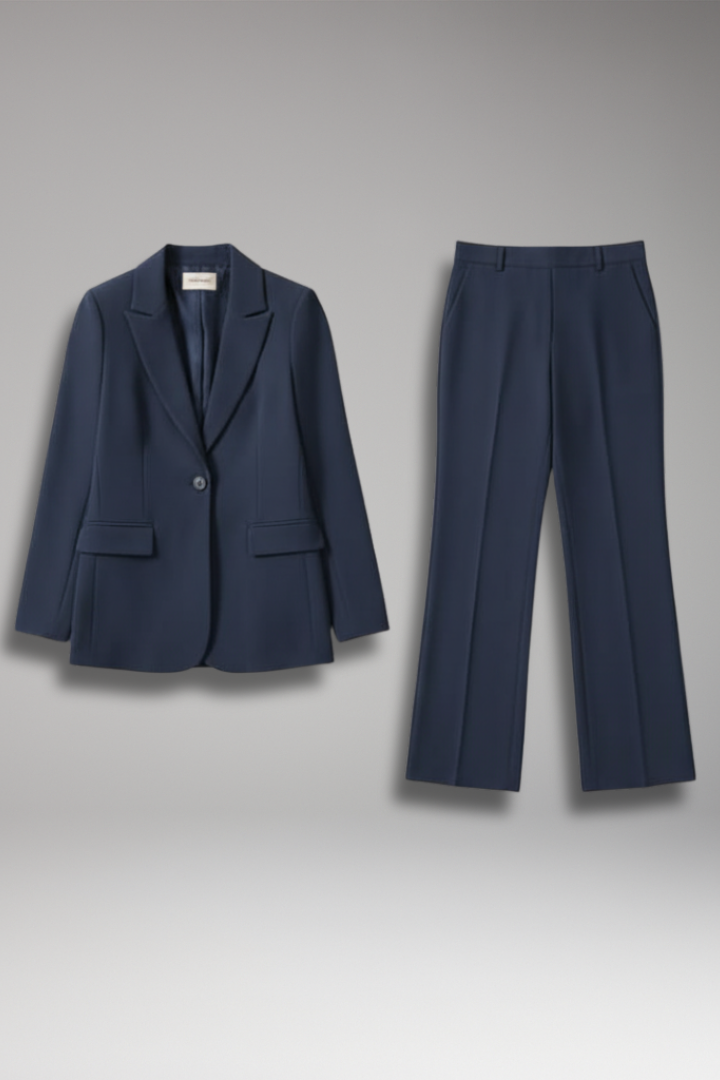 Women's Lapel Blazer Suit Straight-Leg Trousers - 
Fashinoza