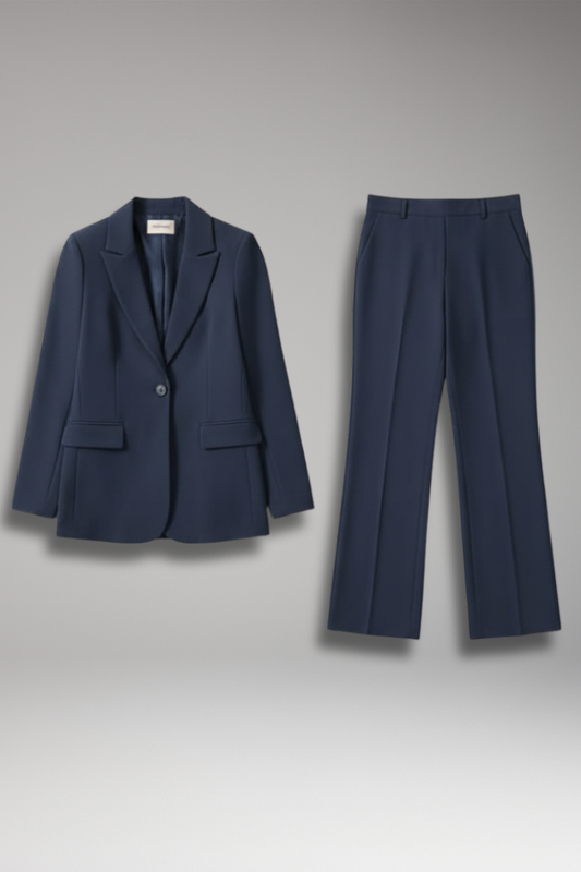 Women's Lapel Blazer Suit Straight-Leg Trousers - 
Fashinoza