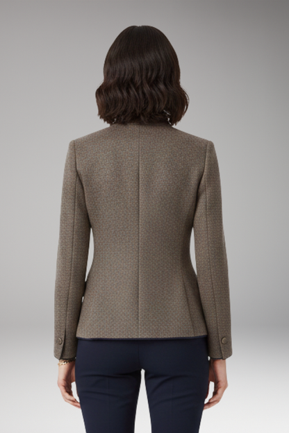 Women's Lapel Collar Blazer Button Front Closure