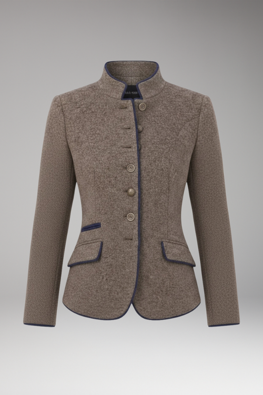 Women's Lapel Collar Blazer Button Front Closure - 
Fashinoza