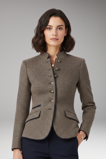 Women's Lapel Collar Blazer Button Front Closure