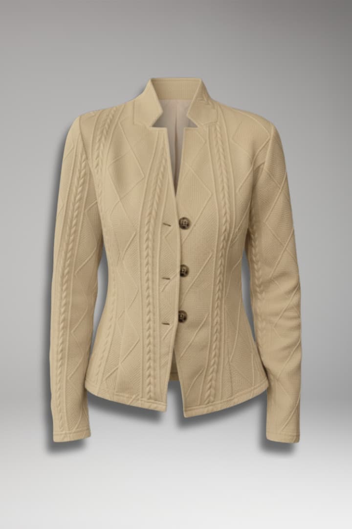 Women's Lapel Collar Blazer Button Front - 
Fashinoza