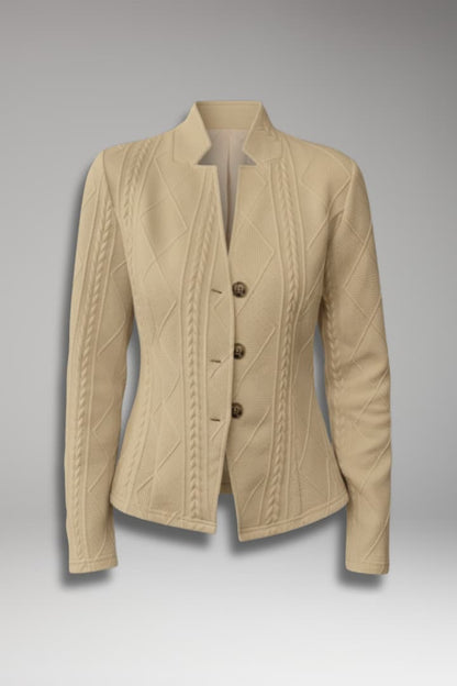 Women's Lapel Collar Blazer Button Front - 
Fashinoza