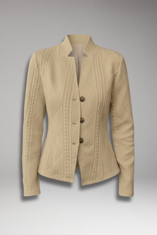 Women's Lapel Collar Blazer Button Front - 
Fashinoza