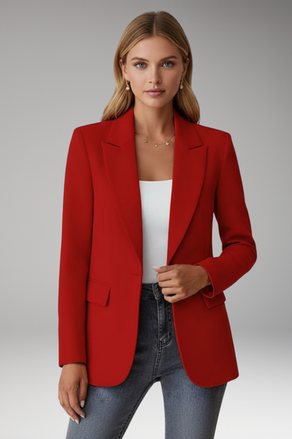 Women's Lapel Collar Blazer Single Button