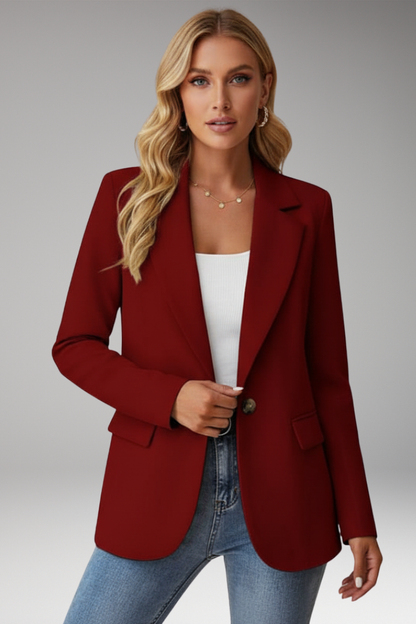 Women's Lapel Collar Blazer Single Button