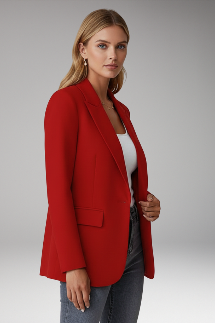 Women's Lapel Collar Blazer Single Button