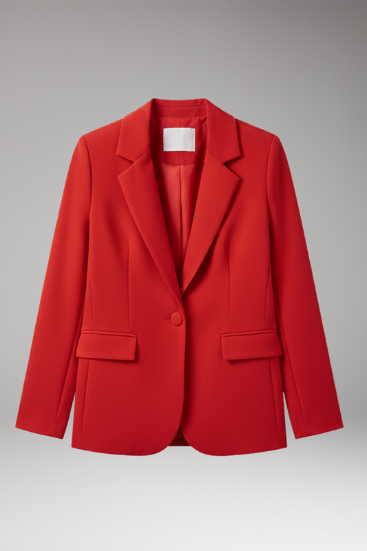 Women's One Button Blazer Notched Collar - 
Fashinoza