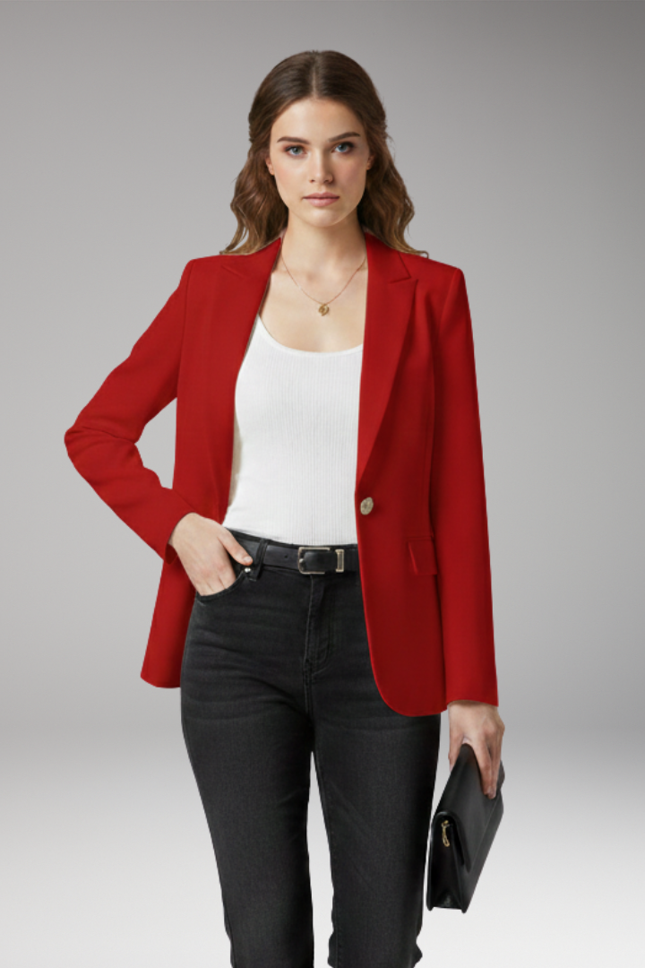 Women's Notched Lapel Blazer Button Front