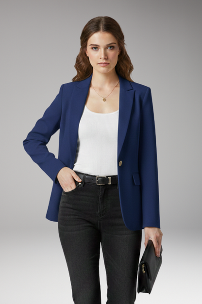 Women's Notched Lapel Blazer Button Front
