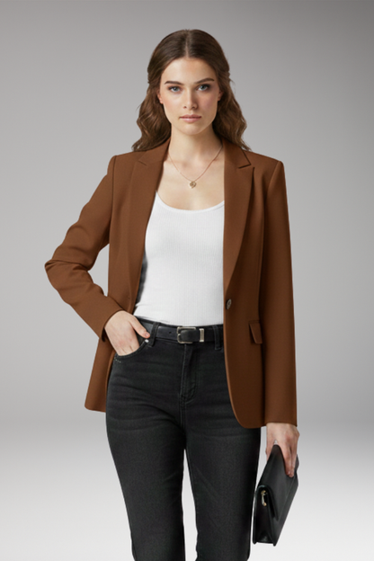 Women's Notched Lapel Blazer Button Front