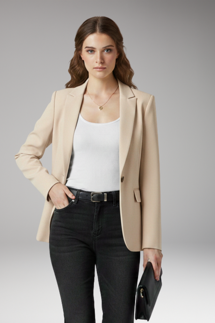 Women's Notched Lapel Blazer Button Front