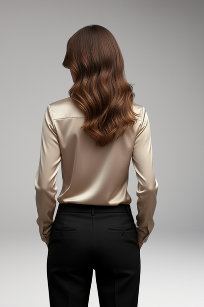 Women's Long Sleeve Cowl Neck Blouse