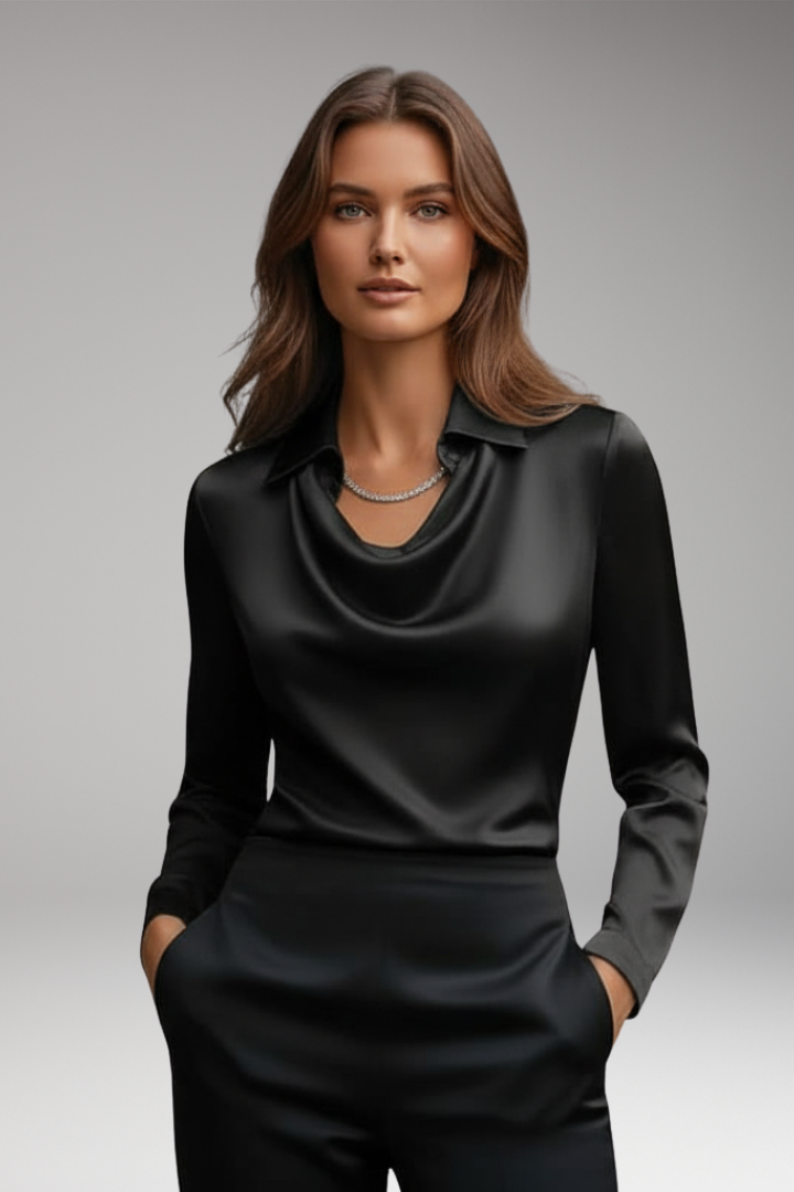 Women's Long Sleeve Cowl Neck Blouse