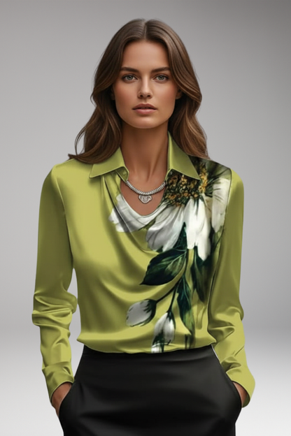 Women's Long Sleeve Cowl Neck Blouse