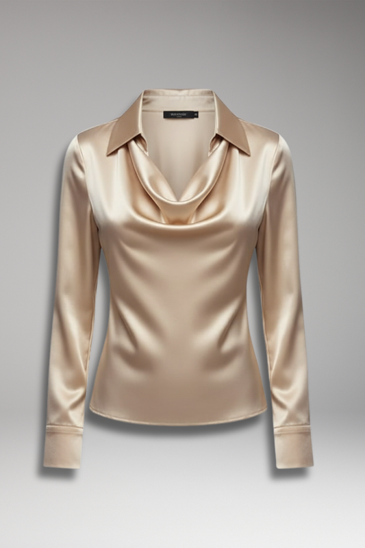 Women's Long Sleeve Cowl Neck Blouse - 
Fashinoza