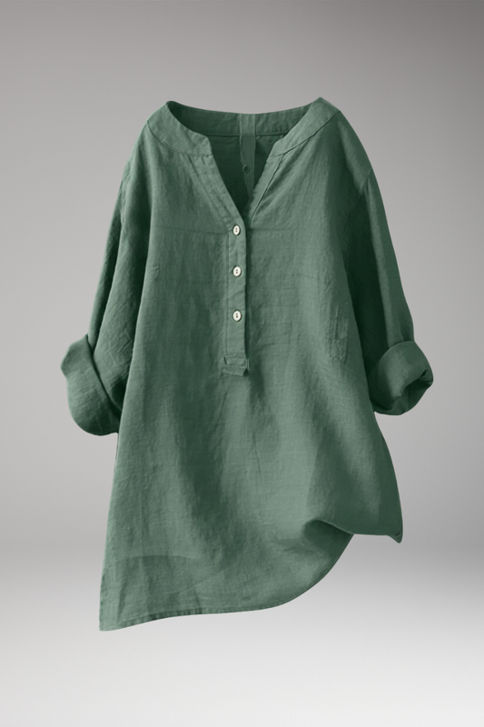 Women's V-Neck Button Blouse - 
Fashinoza
