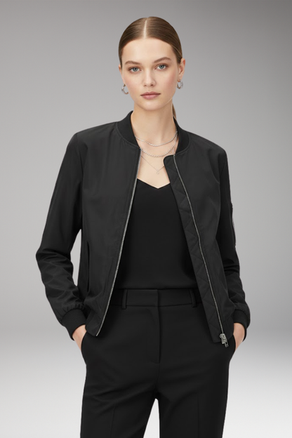 Women's Bomber Jacket Adjustable Hem Elastic Cuffs
