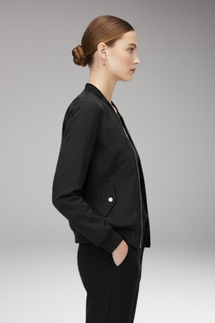 Women's Bomber Jacket Adjustable Hem Elastic Cuffs