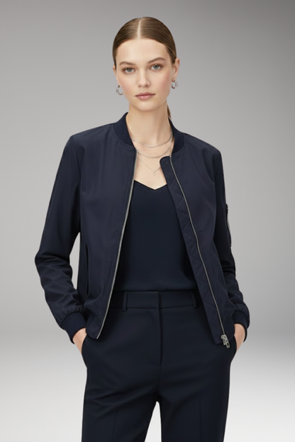 Women's Bomber Jacket Adjustable Hem Elastic Cuffs