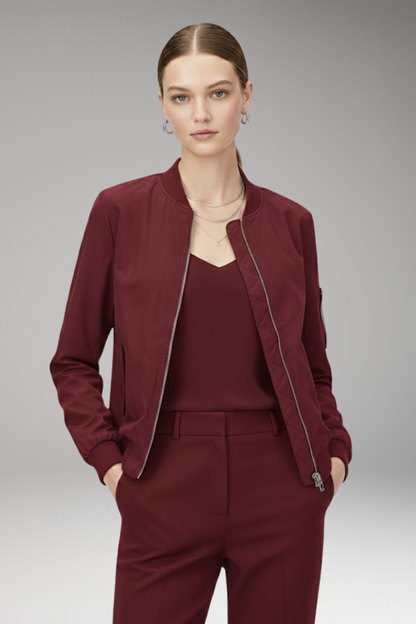 Women's Bomber Jacket Adjustable Hem Elastic Cuffs