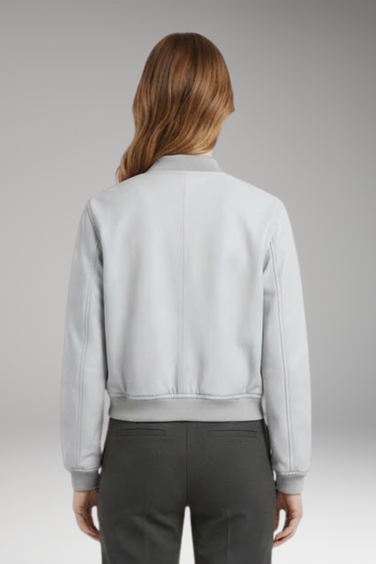 Women's Bomber Jacket Button Closure Pockets