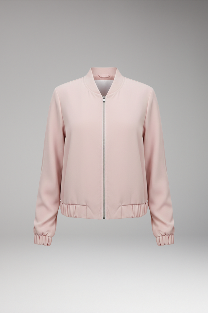 Women's Short Bomber Jacket Zip Closure - 
Fashinoza