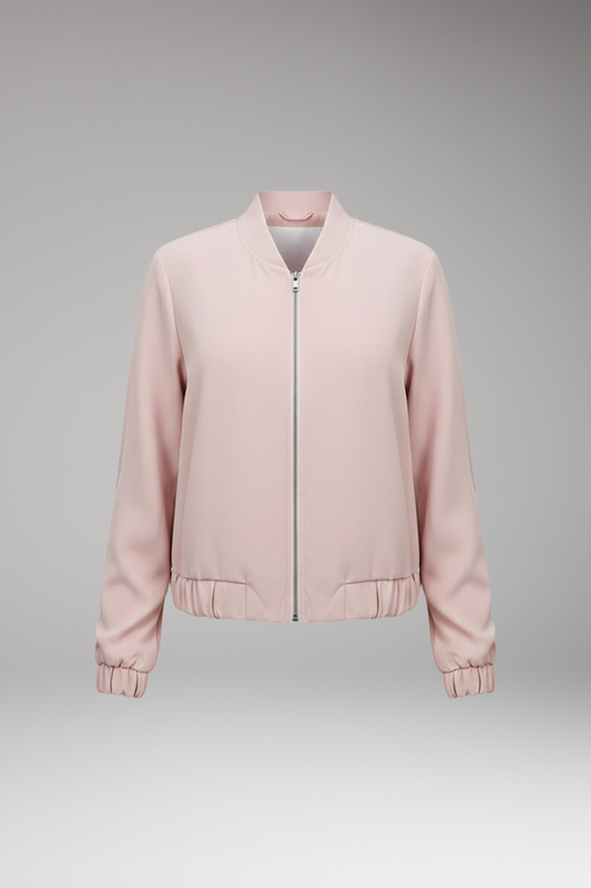 Women's Short Bomber Jacket Zip Closure - 
Fashinoza