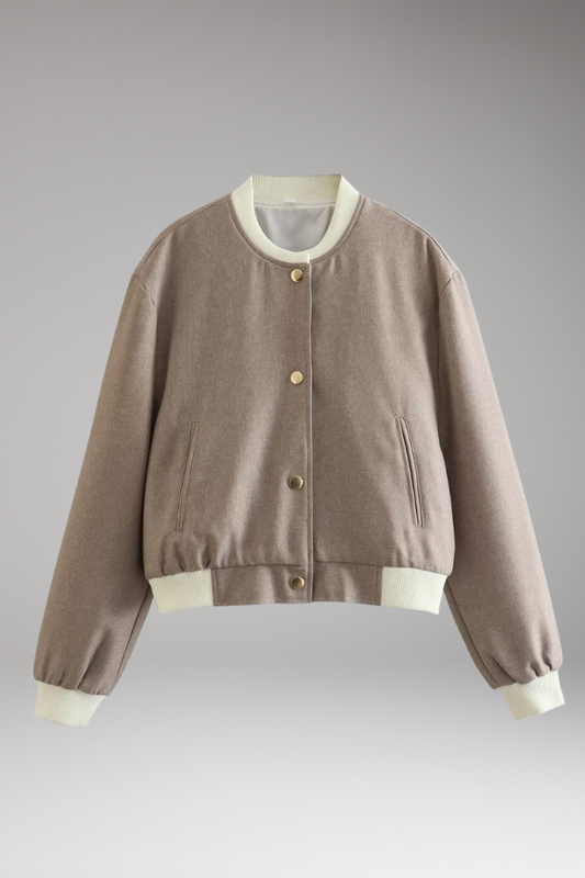 Women's Bomber Jacket Elastic Cuffs Side Pockets - 
Fashinoza