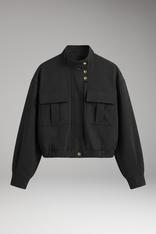 Women's Bomber Jacket Front Zip Pocket - 
Fashinoza