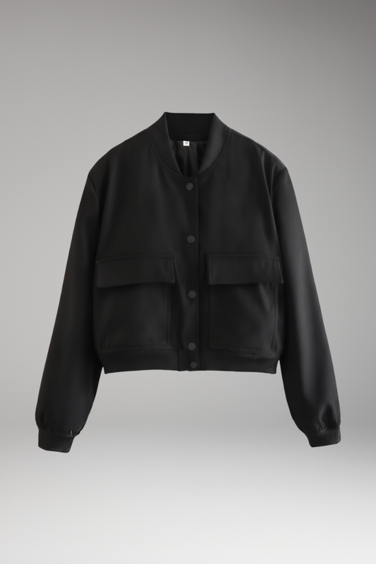 Women's Bomber Jacket Ribbed Hem Zip Front - 
Fashinoza