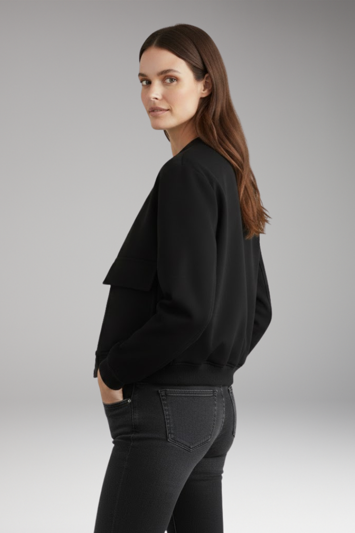 Women's Bomber Jacket Ribbed Hem Zip Front