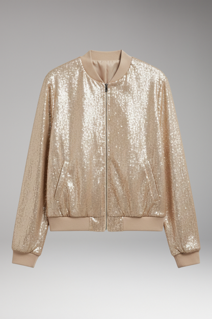 Women's Bomber Jacket Front Zip Side Pockets - 
Fashinoza