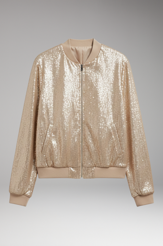 Women's Bomber Jacket Front Zip Side Pockets - 
Fashinoza