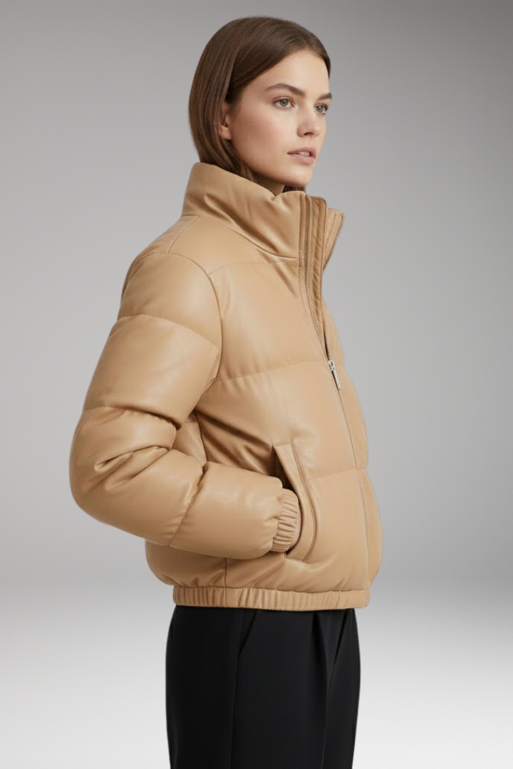 Women's Bomber Jacket Zipper Ribbed Hem
