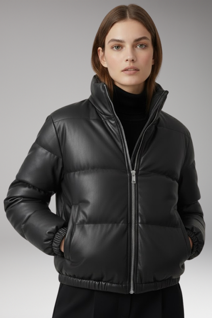 Women's Bomber Jacket Zipper Ribbed Hem
