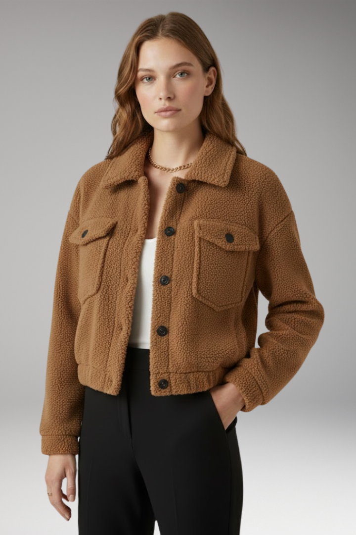Women's Bomber Jacket Zipper Front Side Pockets