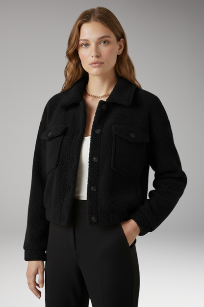 Women's Bomber Jacket Zipper Front Side Pockets