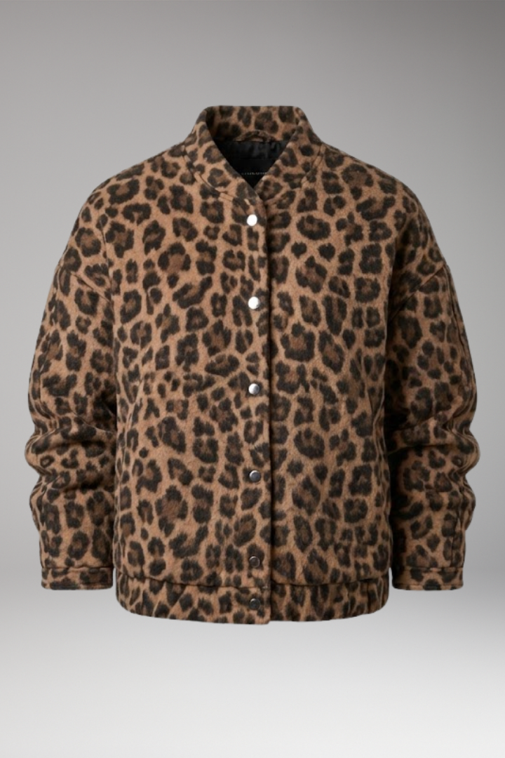 Women's Bomber Jacket Gathered Sleeves Front Zip - 
Fashinoza